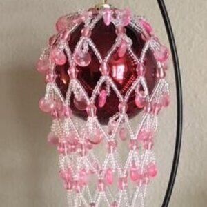 Pink Beaded Ornament Cover – Holiday Tree Decoration